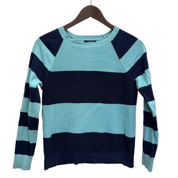 CHAPS Cotton Blue Striped Crew Neck Sweater Size S - Picture 1 of 9